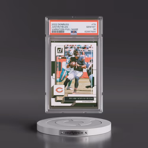 2022 Panini Donruss #79 Justin Fields - Variation-Full Name (PSA 10 GEM MINT)