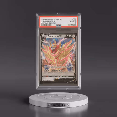 2023 Pokémon Sword and Shield Crown Zenith #098 Zamazenta V - Holo (PSA 8 NM-MT)