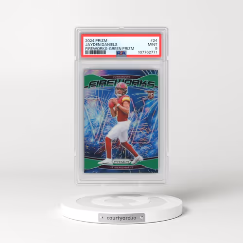 2024 Panini Prizm Fireworks #24 Jayden Daniels - Green Prizm (PSA 9 MINT)