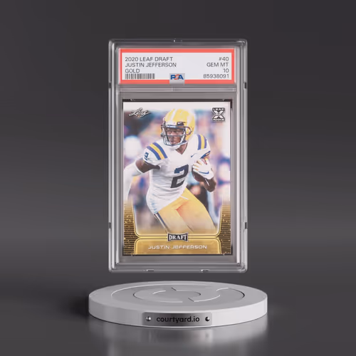 2020 Leaf Draft #40 Justin Jefferson - Gold (PSA 10 GEM MINT)