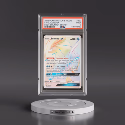 2018 Pokémon Sun & Moon Lost Thunder #220 Suicune GX - Holo Full Art Secret (PSA 9 MINT)