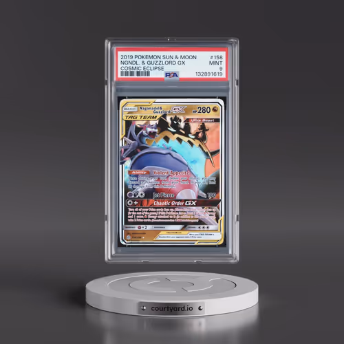 2019 Pokémon Sun & Moon Cosmic Eclipse #158 Naganadel & Guzzlord GX - Holo (PSA 9 MINT)