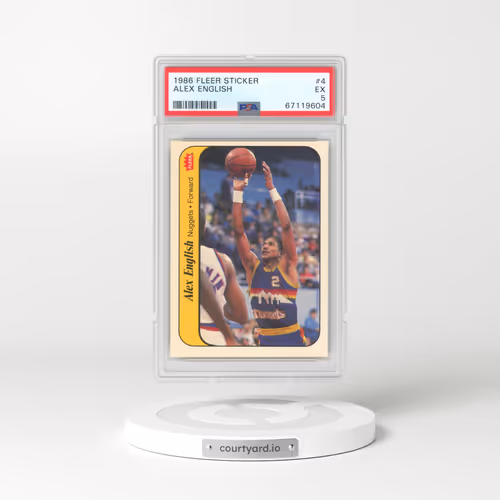 1986 Fleer Sticker #4 Alex English (PSA 5 EX)