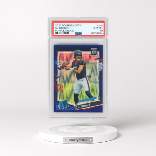 2023 Panini Donruss Optic #244 CJ Stroud - Purple Shock (PSA 10 GEM MINT)