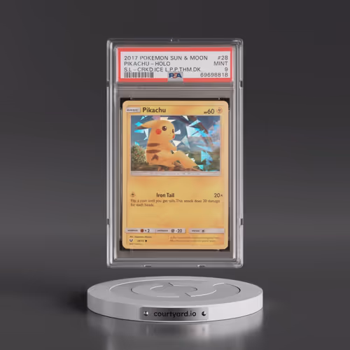 2017 Pokémon Sun & Moon Shining Legends #28 Pikachu - Holo Cracked Ice Let's Play Pikachu! Theme Dec