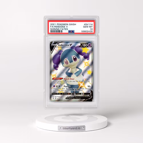 2021 Pokémon Sword & Shield Shining Fates #SV114 Indeedee V - Holo Full Art (PSA 10 GEM MINT)