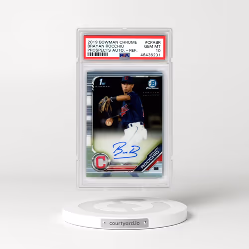 2019 Bowman Chrome Prospects Autographs #CPABR Brayan Rocchio - Refractor (PSA 10 GEM MINT)