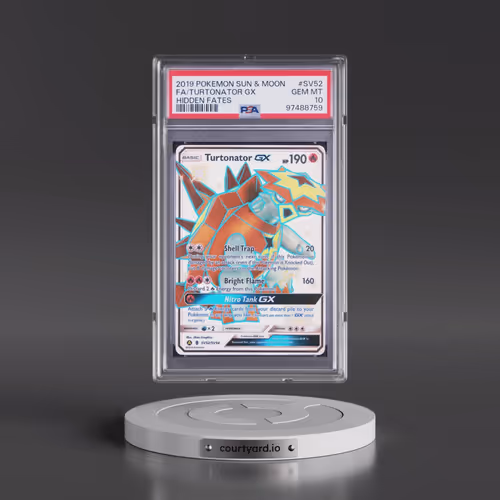 2019 Pokémon Sun & Moon Hidden Fates #SV52 Turtonator GX - Holo Full Art (PSA 10 GEM MINT)