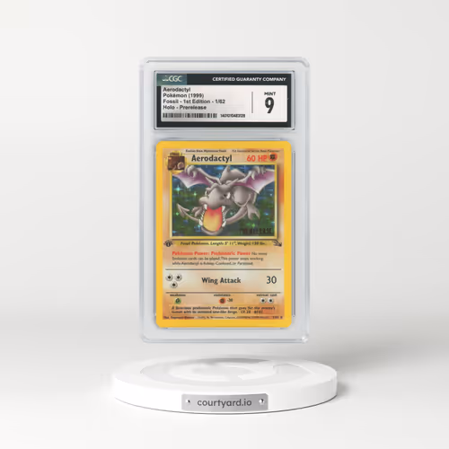 1999 Fossil #1 Aerodactyl - 1st Edition Holo Prerelease - Galaxy Star Holo (CGC 9 MINT)