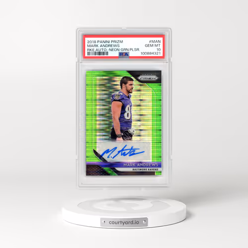 2018 Panini Prizm Rookie Autographs #MAN Mark Andrews - Neon Green Pulsar (PSA 10 GEM MINT)
