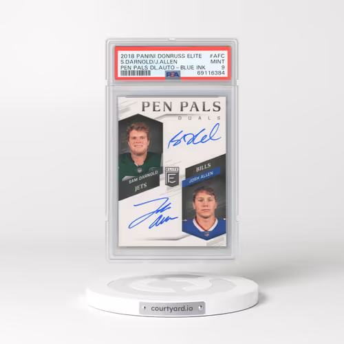 2018 Panini Donruss Elite Pen Pals Duals Autographs #AFC Josh Allen/Sam Darnold - Blue Ink (PSA 9 MI
