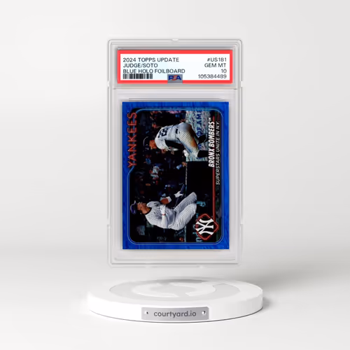 2024 Topps Update #US181 Aaron Judge/Juan Soto - Blue Holo Foilboard (PSA 10 GEM MINT)
