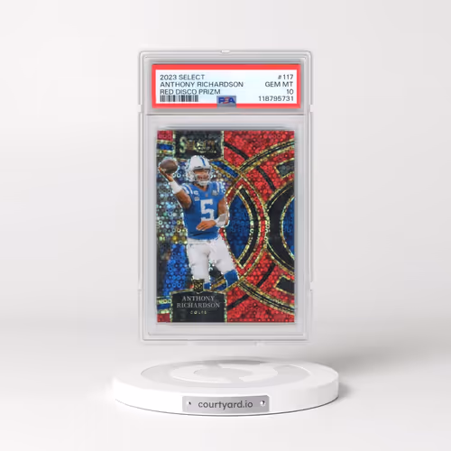 2023 Panini Select #117 Anthony Richardson - Red Disco Prizm (PSA 10 GEM MINT)