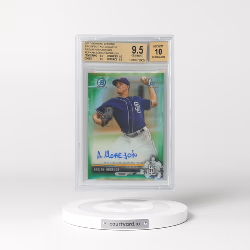 2017 Bowman Chrome Prospect Autographs Green Refractors #CPAAM Adrian Morejon (BGS 9.5 GEM MINT)