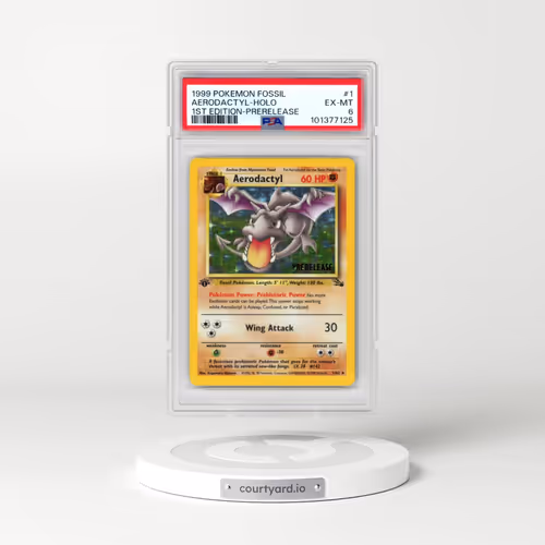 1999 Pokémon Fossil #1 Aerodactyl - 1st Edition Holo Prerelease (PSA 6 EX-MT)