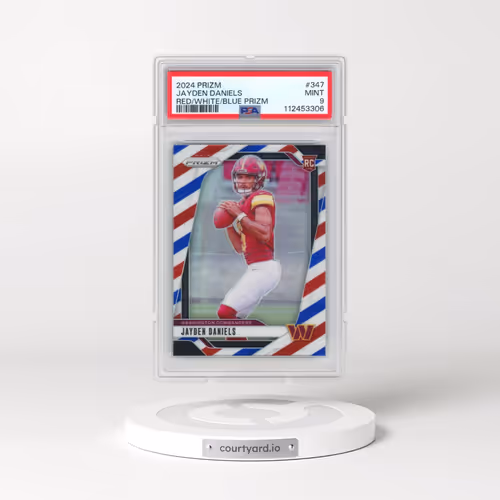 2024 Panini Prizm #347 Jayden Daniels - Red/White/Blue Prizm (PSA 9 MINT)