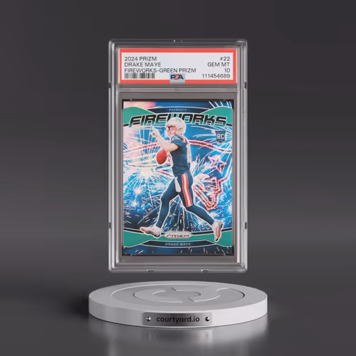 2024 Panini Prizm Fireworks #22 Drake Maye - Green Prizm (PSA 10 GEM MINT)