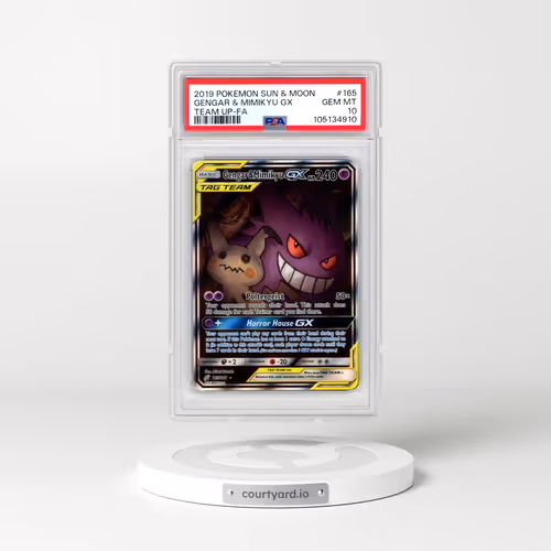 2019 Pokémon Sun & Moon Team Up #165 Gengar & Mimikyu GX - Holo Full Art (PSA 10 GEM MINT)