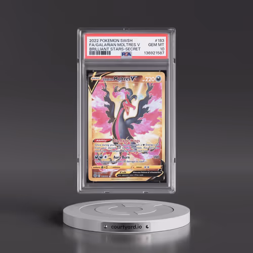 2022 Pokémon Sword & Shield Brilliant Stars #183 Galarian Moltres V - Holo Full Art Secret (PSA 10 G