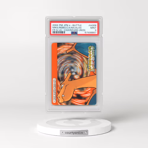 2004 Pokémon E-Battle Firered & Leafgreen #A008 Black Belt Nicolas/Hiker Mike, Crush Girl Rebecca & - Charizard (Red) (PSA 9 MINT)