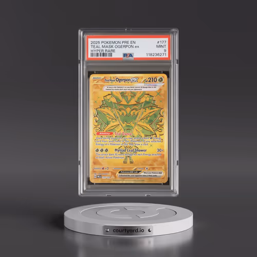 2025 Pokémon Pre EN-Prismatic Evolutions #177 Teal Mask Ogerpon EX - Holo Hyper Rare (PSA 9 MINT)