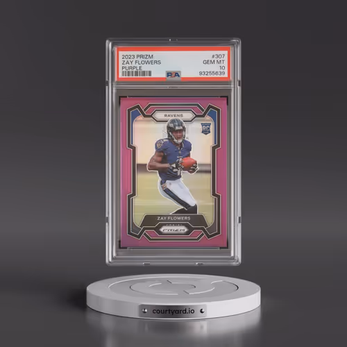2023 Panini Prizm #307 Zay Flowers - Purple Prizm (PSA 10 GEM MINT)