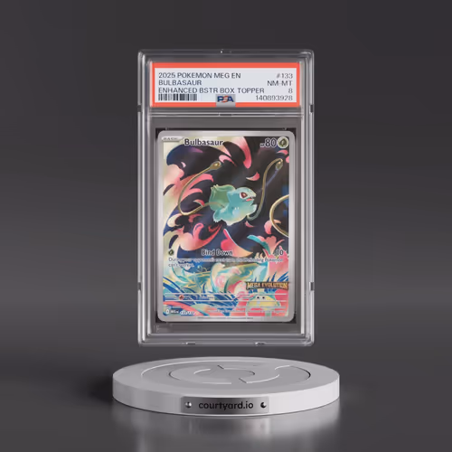 2025 Pokémon Meg EN-Mega Evolution #133 Bulbasaur - Enhanced Booster Box Topper (PSA 8 NM-MT)