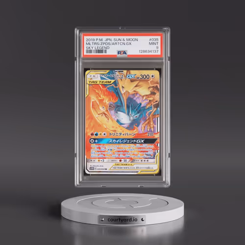 2019 Pokémon Sun & Moon Sky Legend #035 Moltres & Zapdos & Articuno GX - Holo (PSA 9 MINT)