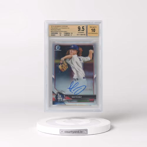 2018 Bowman Chrome Prospect Autographs Refractors #BCPADM Dustin May (BGS 9.5 GEM MINT)