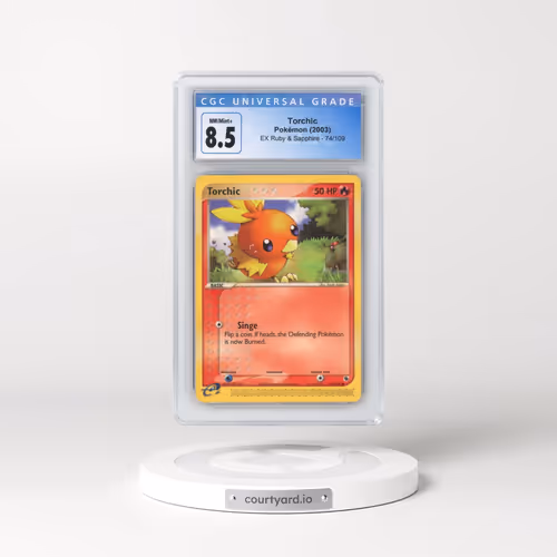 2003 EX Ruby & Sapphire (2003 Copyright, w/ "e" Symbol) #74/109 Torchic (CGC 8.5 NM-MT+)