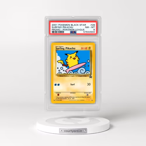 2001 Pokémon Promo Black Star #28 Surfing Pikachu - Pokemon League (PSA 8 NM-MT)