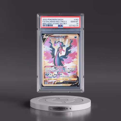 2022 Pokémon Sword & Shield Brilliant Stars #183 Galarian Moltres V - Holo Full Art Secret (PSA 10 G