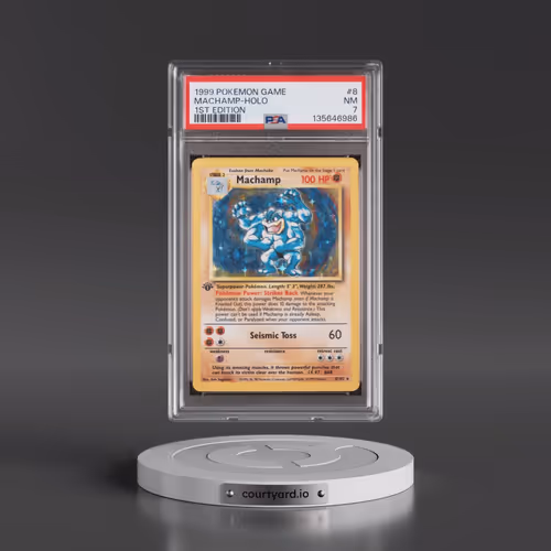 1999 Pokémon Game #8 Machamp - 1st Edition Holo (PSA 7 NM)