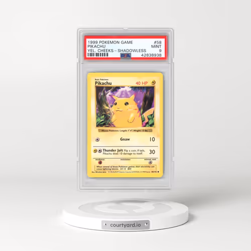 1999 Pokémon Game #58 Pikachu - Shadowless Yellow Cheeks (PSA 9 MINT)