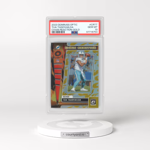 2023 Panini Donruss Optic Chain Reaction #CRTT Tua Tagovailoa - Gold (PSA 10 GEM MINT)