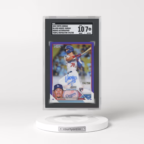 2023 Topps Chrome #RA-MVA Miguel Vargas - Rookie Autographed Purple Refractor (SGC 7 NM)
