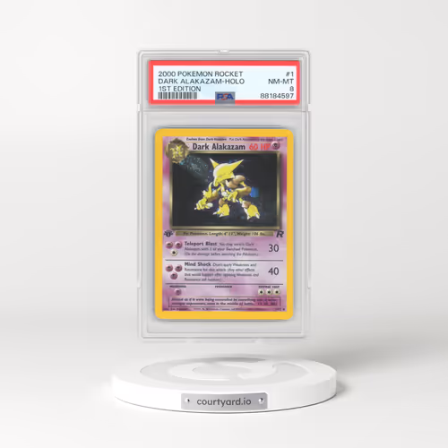 2000 Pokémon Rocket #1 Dark Alakazam - 1st Edition Holo (PSA 8 NM-MT)