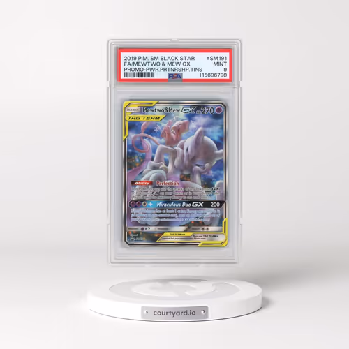 2019 Pokémon SM Black Star Promo #SM191 Mewtwo & Mew GX - Holo Full Art Power Partnership Tins (PSA