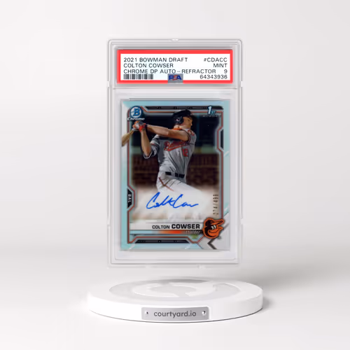 2021 Bowman Draft Chrome Draft Pick Autographs #CDACC Colton Cowser - Refractor (PSA 9 MINT)