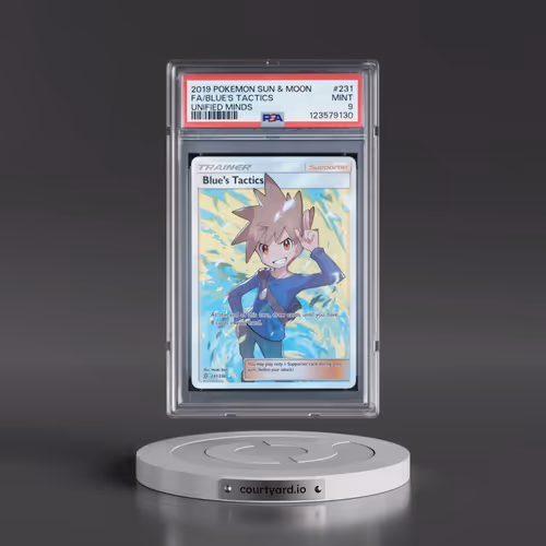 2019 Pokémon Sun & Moon Unified Minds #231 Blue's Tactics - Full Art (PSA 9 MINT)