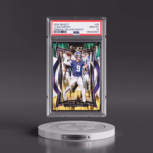 2024 Panini Select #24 JJ McCarthy - Green & Yellow Shock (PSA 10 GEM MINT)
