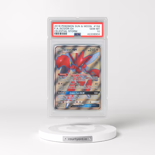 2018 Pokémon Sun & Moon Celestial Storm #158 Scizor GX - Holo Full Art (PSA 10 GEM MINT)