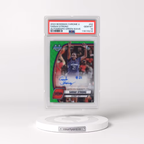 2024 Bowman Chrome University #62 Sarah Strong - Autograph-Green Wave (PSA 10 GEM MINT)
