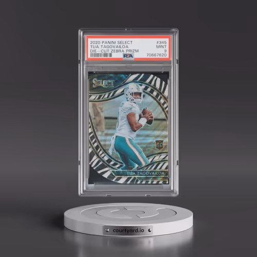 2020 Panini Select #345 Tua Tagovailoa - Die-Cut Zebra Prizm (PSA 9 MINT)