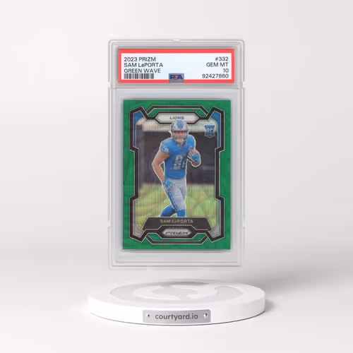 2023 Panini Prizm #332 Sam LaPorta - Green Wave (PSA 10 GEM MINT)