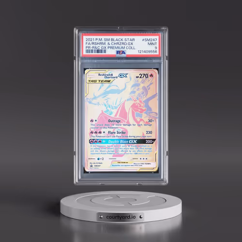 2021 Pokémon SM Black Star Promo #SM247 Reshiram & Charizard GX - Holo Full Art Reshiram & Charizard