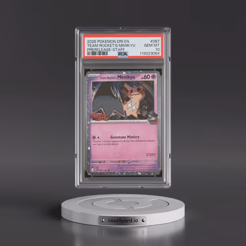 2025 Pokémon Dri EN-Destined Rivals #087 Team Rocket's Mimikyu - Prerelease-Staff (PSA 10 GEM MINT)