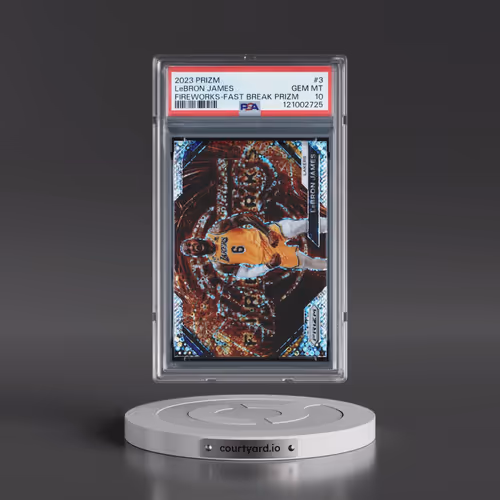 2023 Panini Prizm Fireworks #3 LeBron James - Fast Break (PSA 10 GEM MINT)