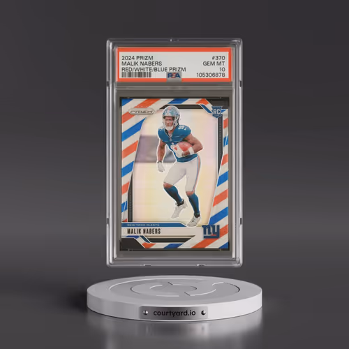 2024 Panini Prizm #370 Malik Nabers - Red/White/Blue Prizm (PSA 10 GEM MINT)