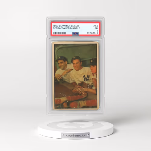 1953 Bowman Color #44 Hank Bauer/Mickey Mantle/Yogi Berra (PSA 1 PR)